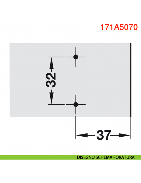Cuneo angolare Blum 171A5070 +5 gradi spessore 6 mm per mobili base ad angolo - disegno schema foratura