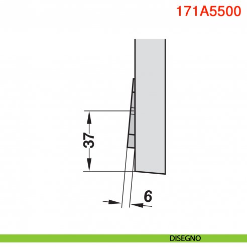 Cuneo angolare Blum 171A5500 -5 gradi spessore 6 mm per mobili base ad angolo - disegno