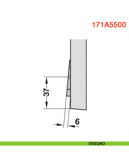 Cuneo angolare Blum 171A5500 -5 gradi spessore 6 mm per mobili base ad angolo - disegno