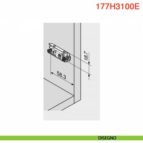 Basetta dritta Blum 177H3100E Clip spessore 0 mm con eccentrico montaggio EXPANDO diametro 5 mm - disegno