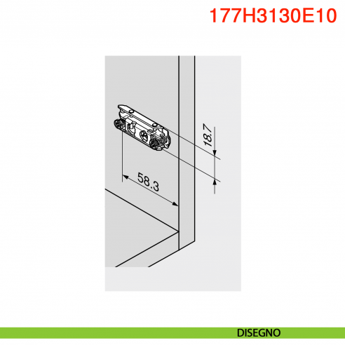 Basetta dritta Blum 177H3130E10 Clip spessore 3 mm con eccentrico montaggio EXPANDO diametro 10 mm - disegno