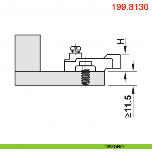 Basetta a croce Blum 199.8130 Modul spessore 3 mm per mobili con colonna montaggio con viti euro premontate - disegno