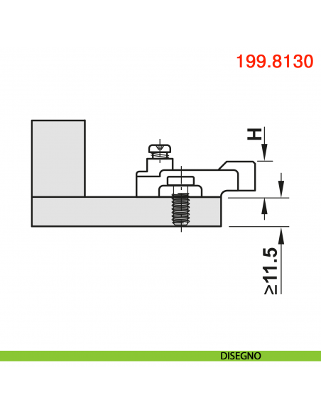 Basetta a croce Blum 199.8130 Modul spessore 3 mm per mobili con colonna montaggio con viti euro premontate - disegno