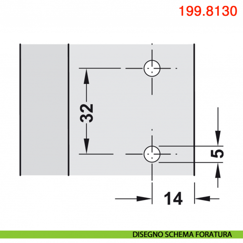 Basetta a croce Blum 199.8130 Modul spessore 3 mm per mobili con colonna montaggio con viti euro premontate - disegno