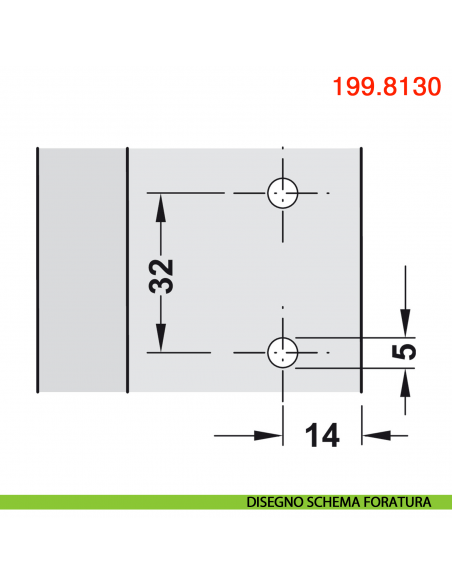 Basetta a croce Blum 199.8130 Modul spessore 3 mm per mobili con colonna montaggio con viti euro premontate - disegno