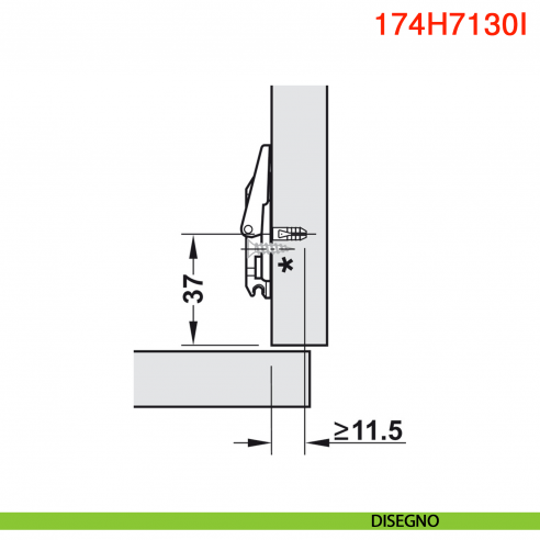 Basetta a croce Blum 174H7130I Clip spessore 3 mm con eccentrico montaggio INSERTA - disegno