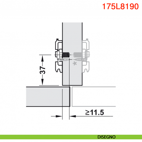 Basetta a croce Blum 175L8190 Clip spessore 9 mm montaggio con viti euro premontate - disegno