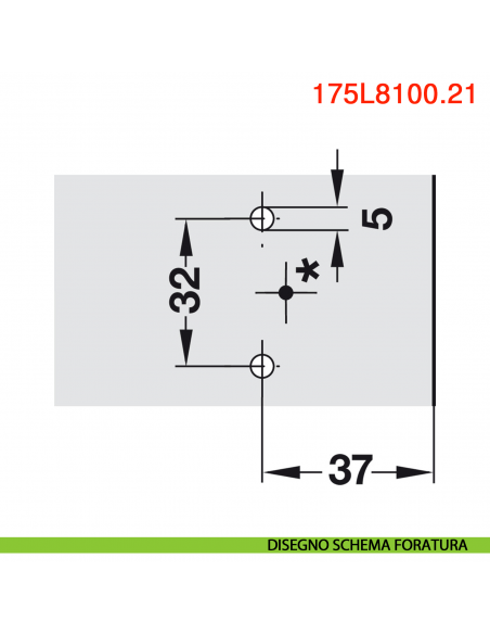 Basetta a croce Blum 175L8100.21 Clip spessore 0 mm anta battuta doppia montaggio con viti euro premontate - disegno