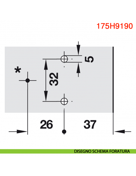 Basetta a croce Blum 175H9190 Clip spessore 9 mm montaggio con viti euro