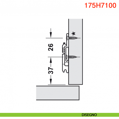 Basetta a croce Blum 175H7100 Clip spessore 0 mm - disegno