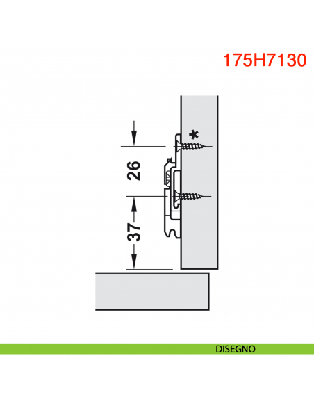 Basetta a croce Blum 175H7130 Clip spessore 3 mm - disegno