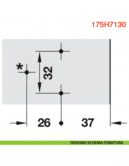 Basetta a croce Blum 175H7130 Clip spessore 3 mm - disegno schema foratura