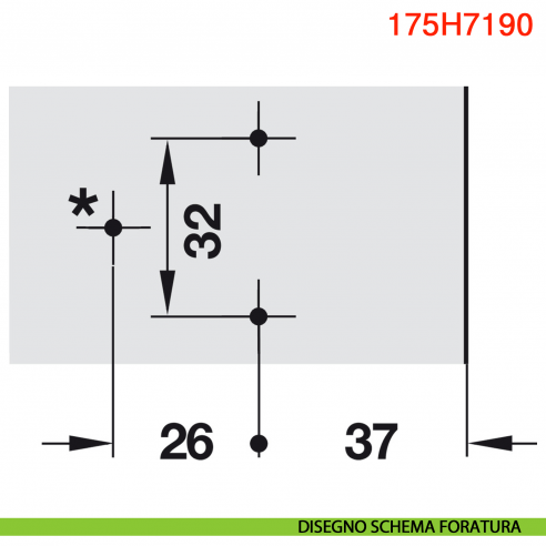 Basetta a croce Blum 175H7190 Clip spessore 9 mm - disegno schema foratura