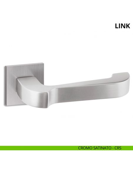 Maniglia per porta interna Link Ento rosetta quadrata cromo satinato