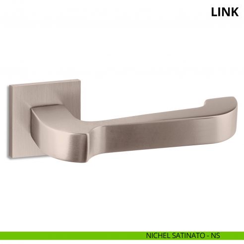 Maniglia per porta interna Link Ento rosetta quadrata nichel satinato