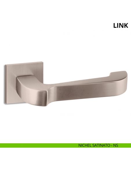 Maniglia per porta interna Link Ento rosetta quadrata nichel satinato