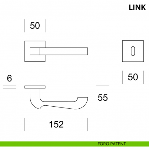Maniglia per porta interna Link Ento rosetta quadrata foro patent