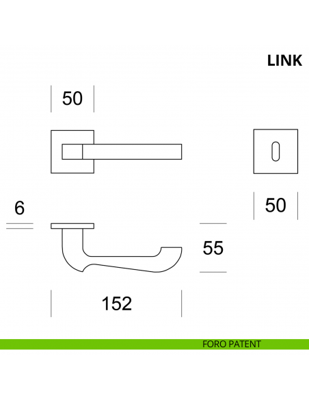 Maniglia per porta interna Link Ento rosetta quadrata foro patent