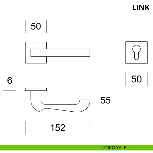 Maniglia per porta interna Link Ento rosetta quadrata foro yale