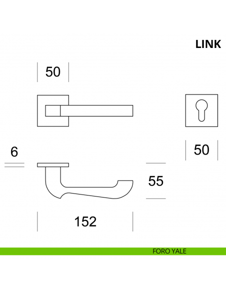 Maniglia per porta interna Link Ento rosetta quadrata foro yale