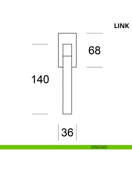 Maniglia per finestra martellina DK Link Ento disegno