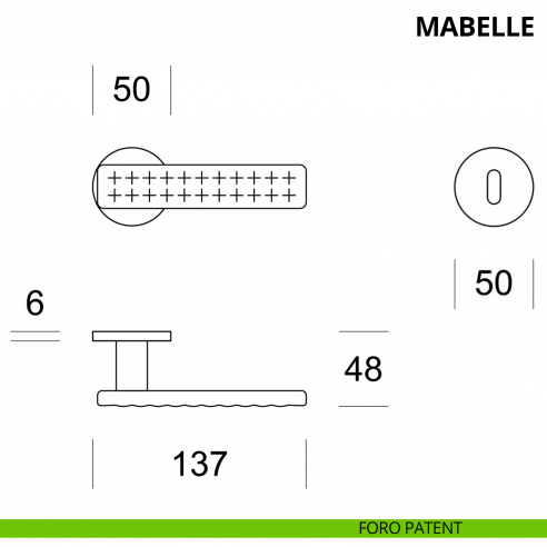 Maniglia per porta interna Mabelle Ento rosetta tonda foro patent