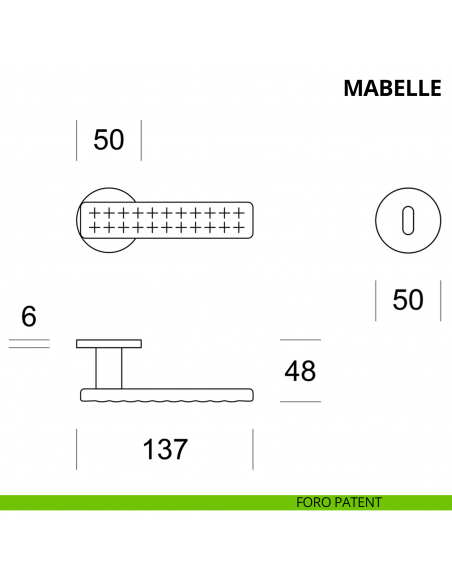 Maniglia per porta interna Mabelle Ento rosetta tonda foro patent