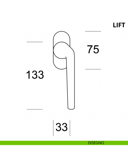 Maniglia per finestra martellina DK Lift Ento disegno