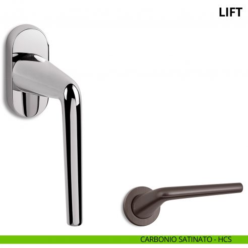 Maniglia per finestra martellina DK Lift Ento carbonio satinato