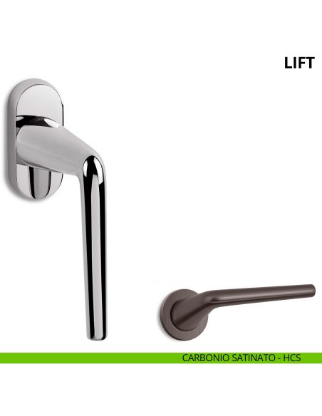 Maniglia per finestra martellina DK Lift Ento carbonio satinato