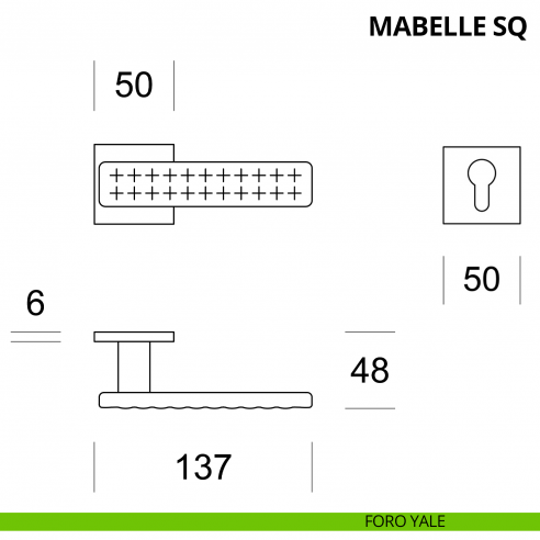 Maniglia per porta interna Mabelle SQ Ento rosetta quadrata foro yale