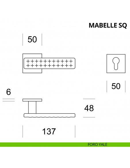 Maniglia per porta interna Mabelle SQ Ento rosetta quadrata foro yale