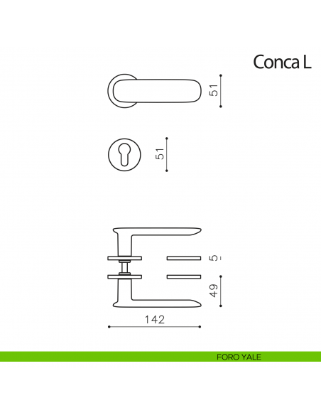 Maniglia per porta Conca L Olivari bassa foro yale