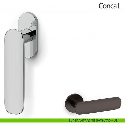 Maniglia per finestra martellina DK Conca L Olivari superantracite satinato