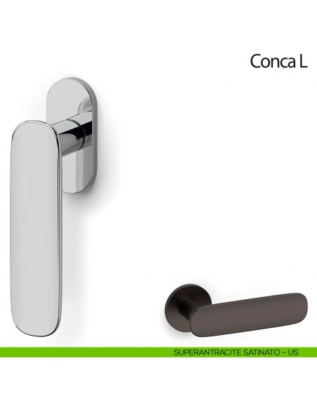 Maniglia per finestra martellina DK Conca L Olivari superantracite satinato