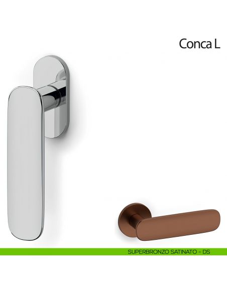 Maniglia per finestra martellina DK Conca L Olivari superbronzo satinato