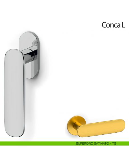 Maniglia per finestra martellina DK Conca L Olivari superoro satinato