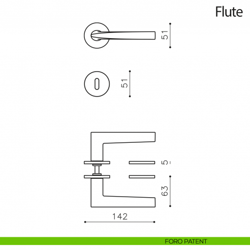 Maniglia per porta Flute Olivari bassa foro patent