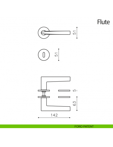 Maniglia per porta Flute Olivari bassa foro patent