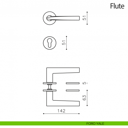 Maniglia per porta Flute Olivari bassa foro yale