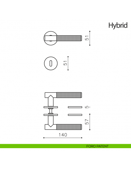 Maniglia per porta Hybrid Olivari bassa foro patent