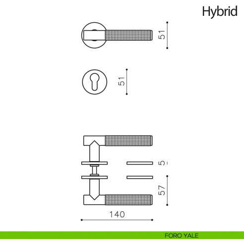 Maniglia per porta Hybrid Olivari bassa foro yale