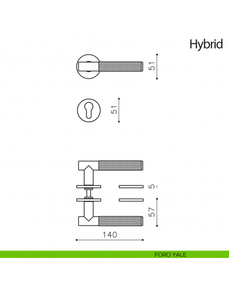 Maniglia per porta Hybrid Olivari bassa foro yale