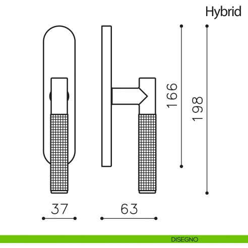 Maniglia per finestra cremonese Hydrid Olivari disegno