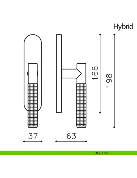 Maniglia per finestra cremonese Hydrid Olivari disegno