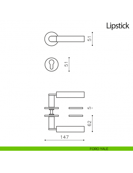 Maniglia per porta Lipstick Olivari bassa foro yale