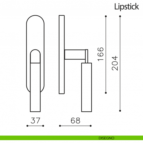 Maniglia per finestra cremonese Lipstick Olivari disegno