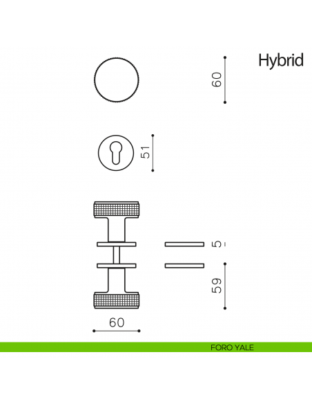 Pomello per porta Hybrid girevole Olivari bassa foro yale
