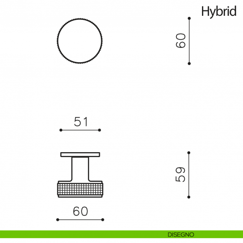Pomello per porta Hybrid fisso Olivari bassa disegno