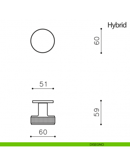 Pomello per porta Hybrid fisso Olivari bassa disegno
